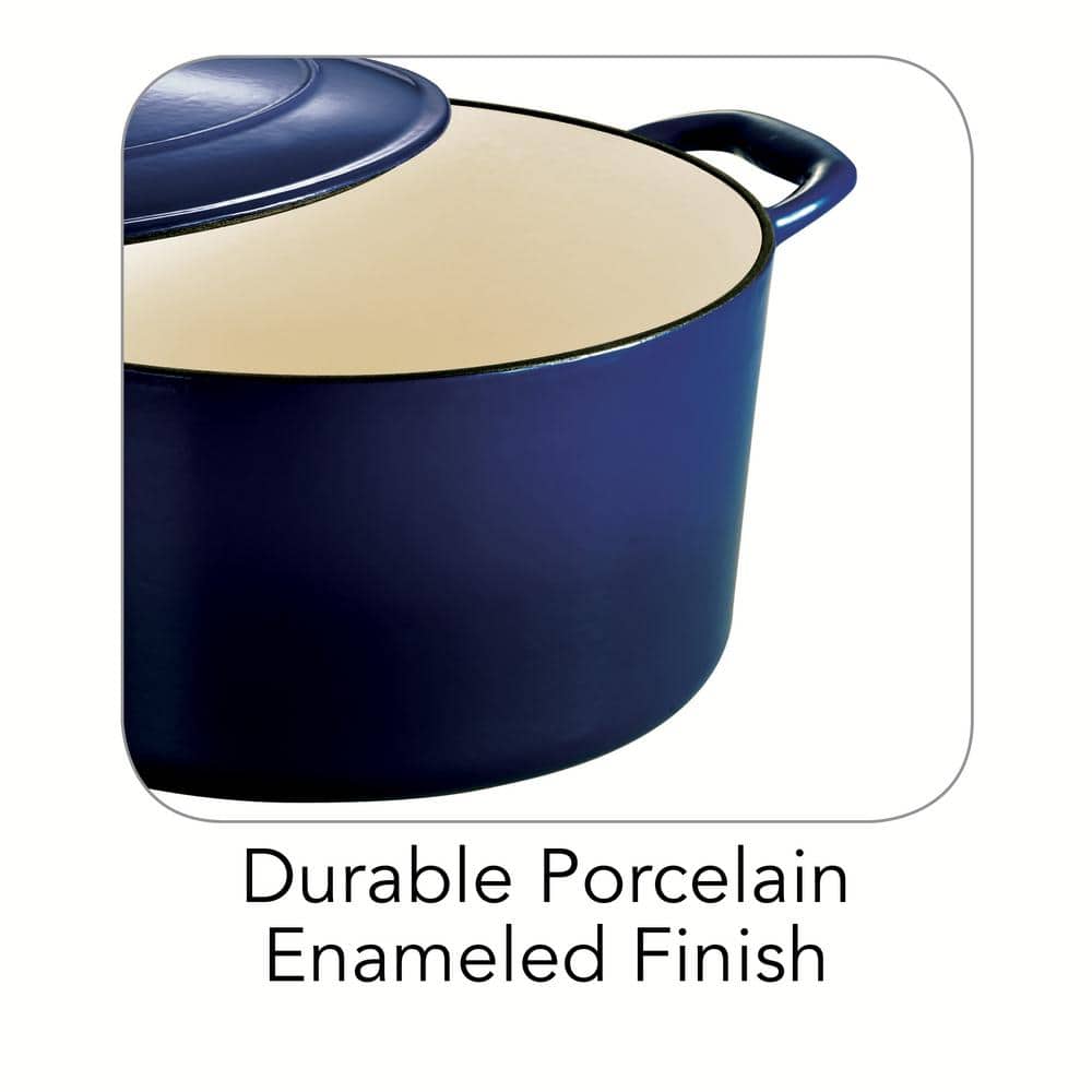 Gourmet 6.5 qt. Round Enameled Cast Iron Dutch Oven in Gradated Cobalt with Lid - Hercitys