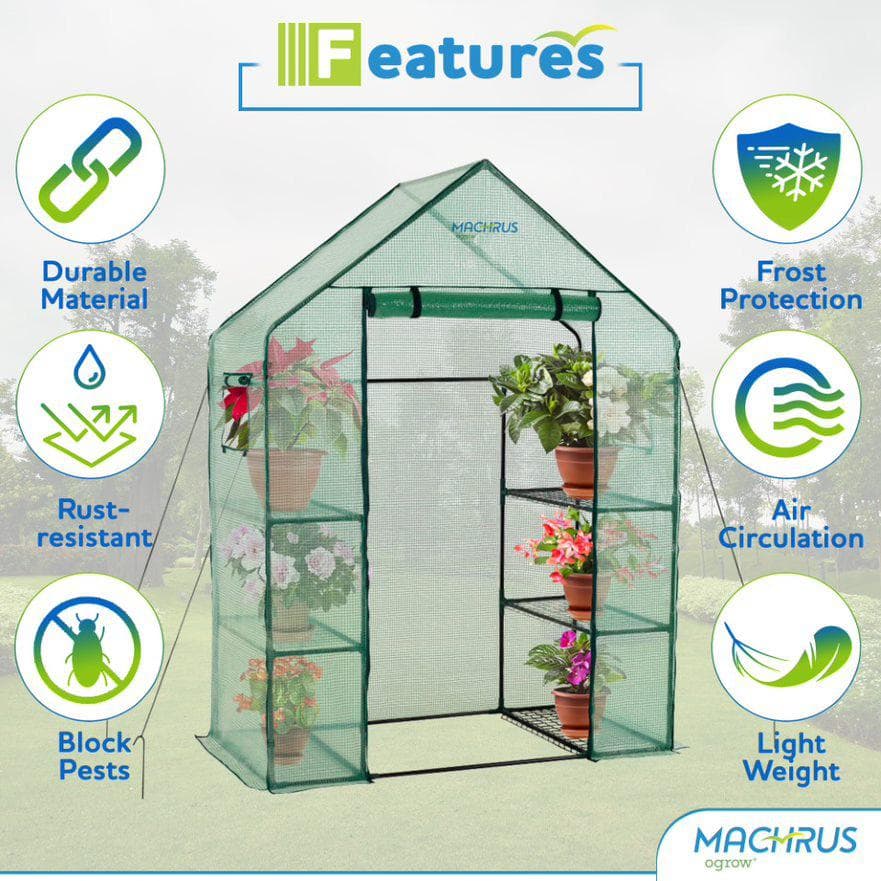 Machrus Ogrow Deluxe WALKIN 3 Tier 6 Shelf Portable Greenhouse - Hercitys