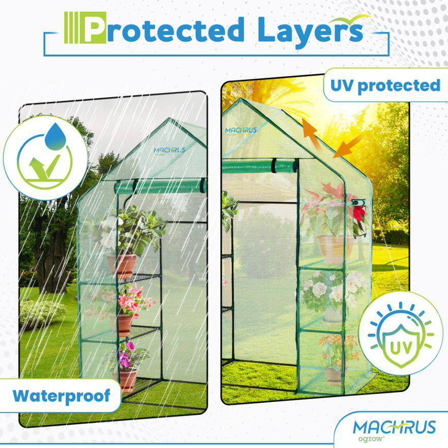 Machrus Ogrow Deluxe WALKIN 3 Tier 6 Shelf Portable Greenhouse - Hercitys