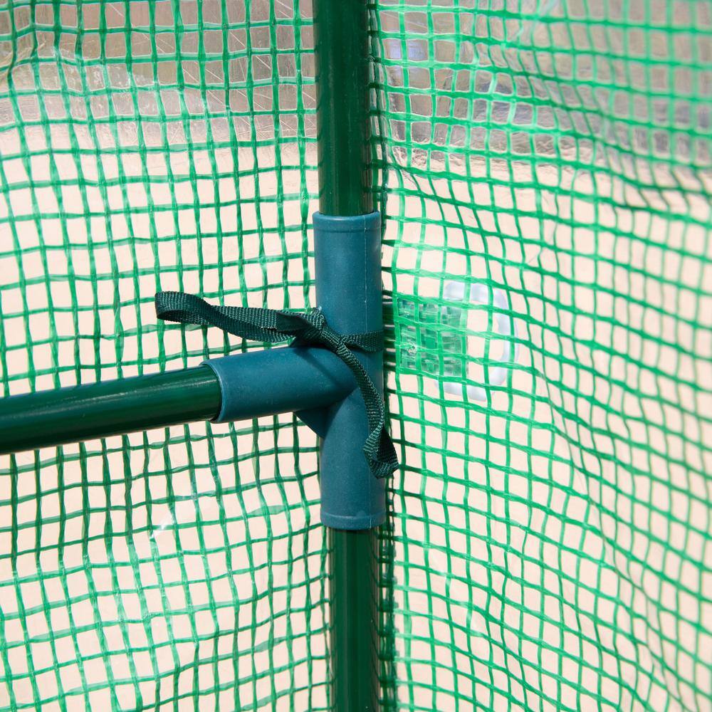 7 ft. x 5 ft. x 6.5 ft. Greenhouse PE Cover, 3-Tier Shelves, Steel Frame Hot House, Roll-Up Zipper Door for Plants-Green - Hercitys