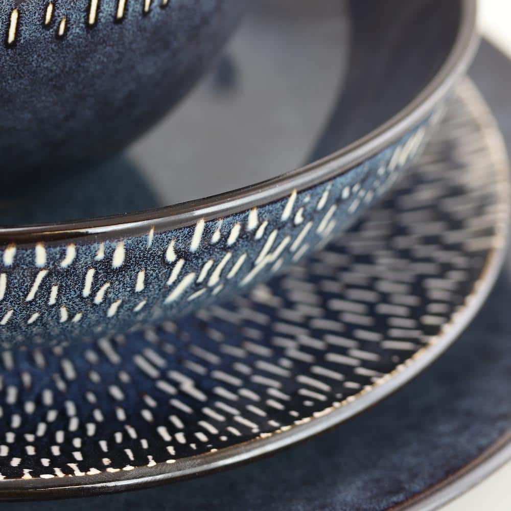 Matisse 16-Piece Contemporary Cobalt Earthenware Dinnerware Set (Service for 4) - Hercitys