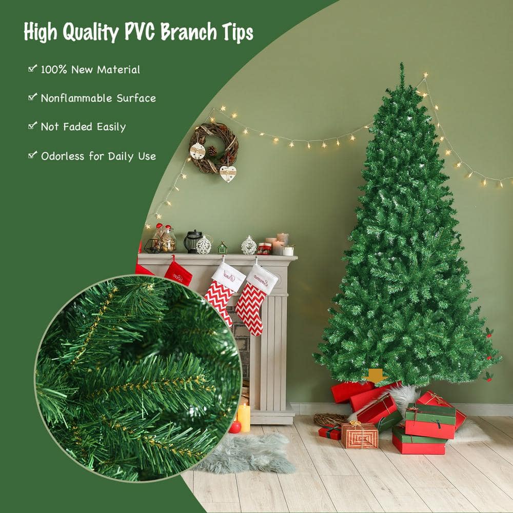 6 ft. Pre-lit Artificial Christmas Tree Hinged Xmas Tree with 9-Lighting Modes - Hercitys