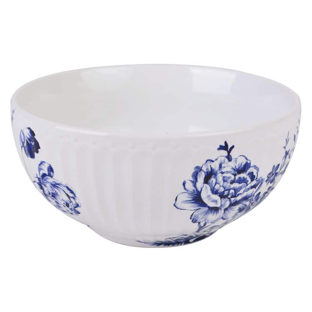 Cassian Embossed Toile Blue Porcelain 12-Pieces Dinnerware Set - Hercitys