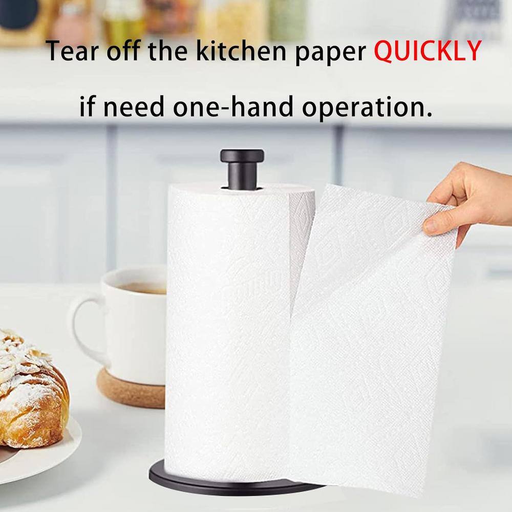 Black Kitchen Towel Holder Countertop for Kitchen Roll Holder with Solid Weighted Base - Hercitys