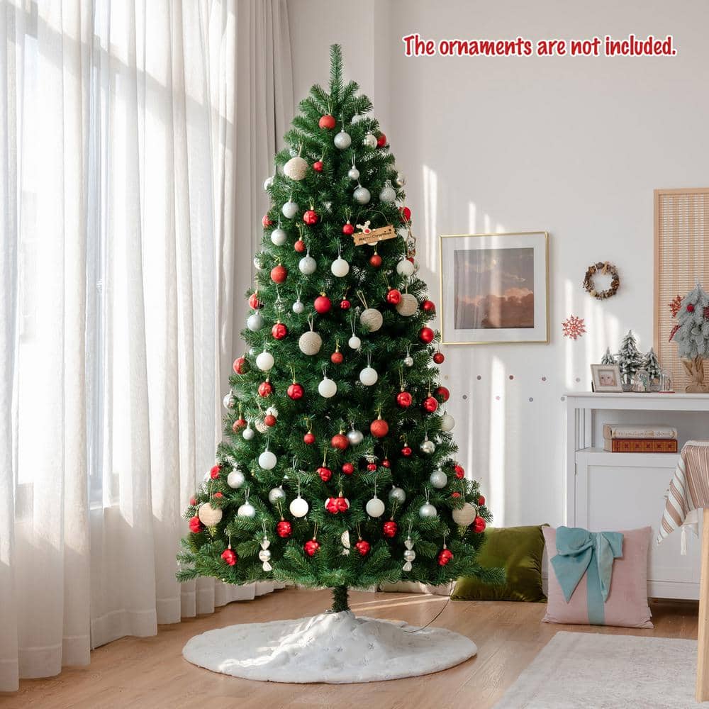6 ft. Pre-lit Artificial Christmas Tree Hinged Xmas Tree with 9-Lighting Modes - Hercitys