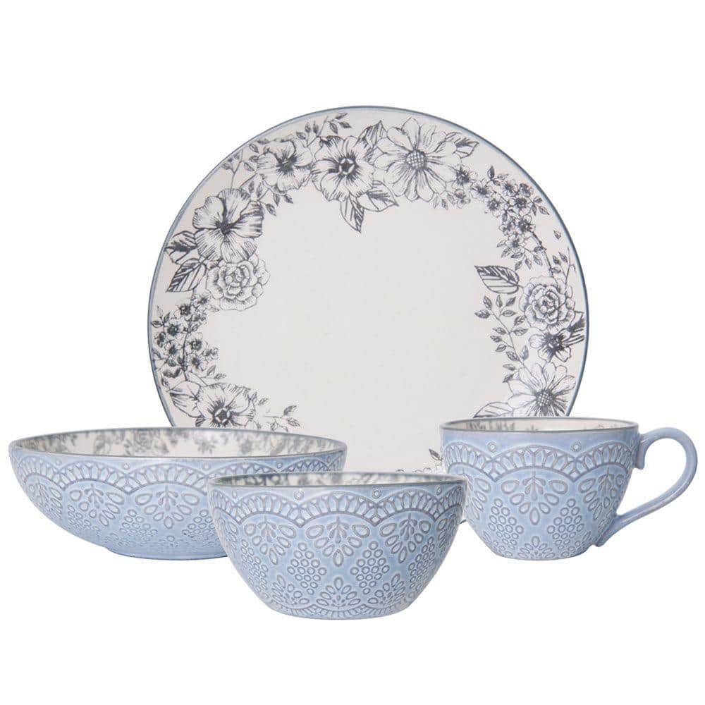 Gabriela 16-Piece Casual Gray Stoneware Dinnerware Set (Set for 4) - Hercitys