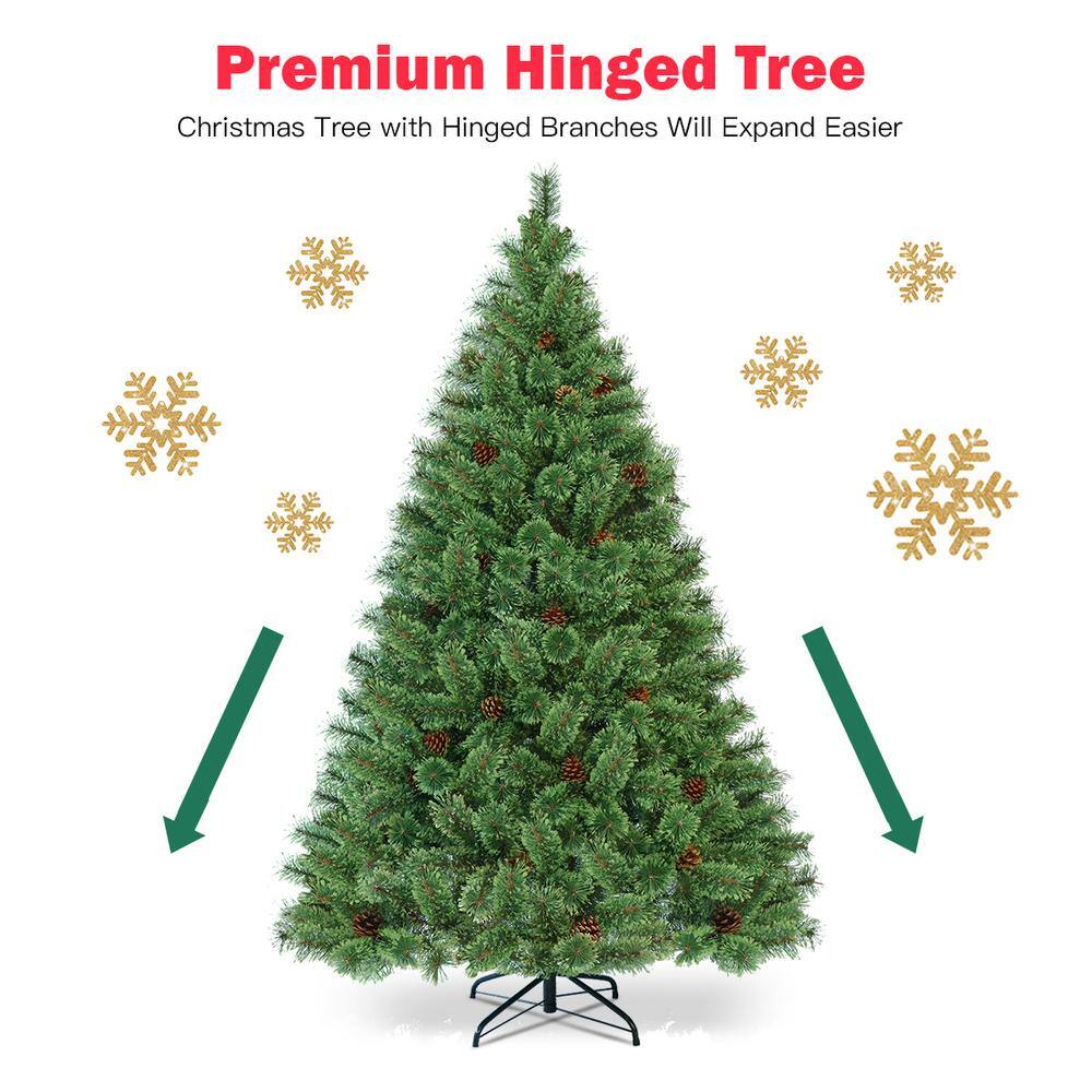 6 ft. Green Pre-Lit Flowering Artificial Christmas Tree Hinged PVC Pine Tree - Hercitys