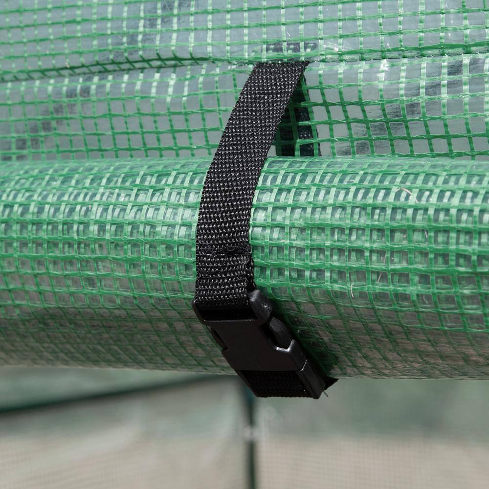 7 ft. x 5 ft. x 6.5 ft. Greenhouse PE Cover, 3-Tier Shelves, Steel Frame Hot House, Roll-Up Zipper Door for Plants-Green - Hercitys