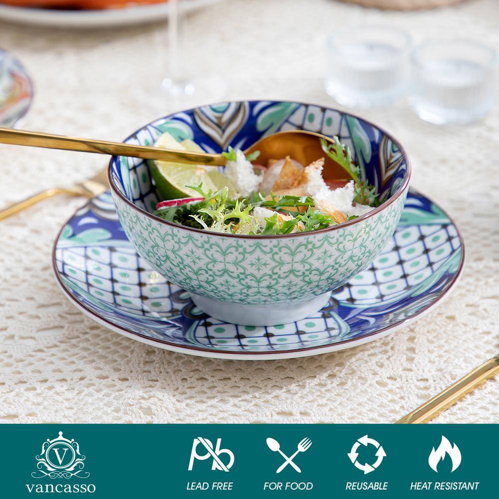 Jasmin 16-Piece Porcelain Multi-Colors Dinnerware Sets (Service for 4) - Hercitys