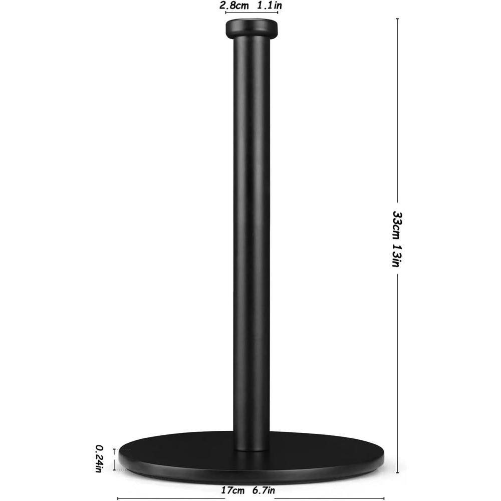 Black Kitchen Towel Holder Countertop for Kitchen Roll Holder with Solid Weighted Base - Hercitys